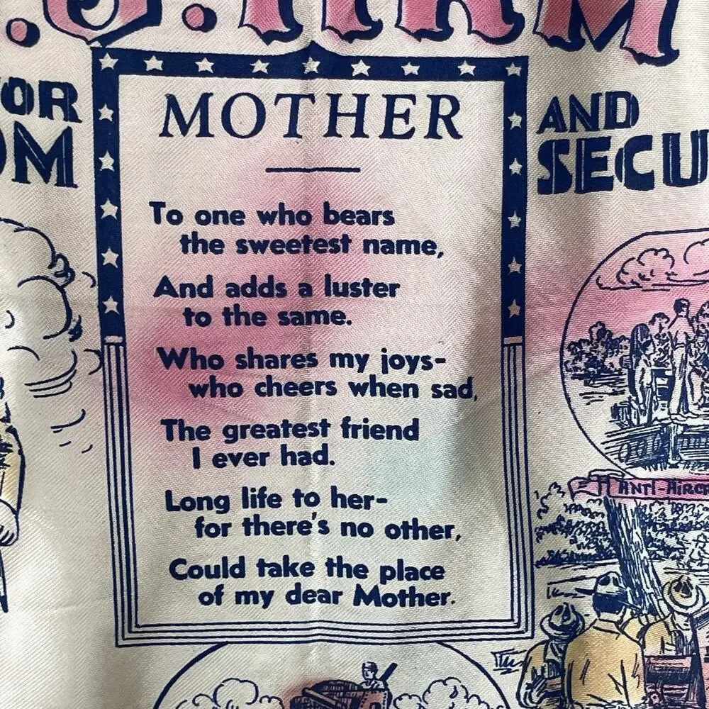 WWI US Army Mom Tribute Pillow Cover Antique Military Memorabilia History